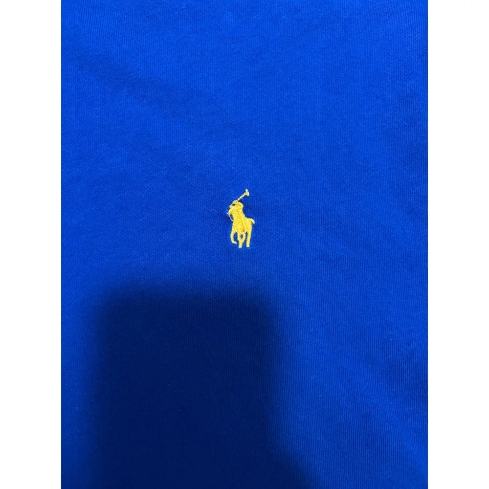 Polo Ralph Lauren Vintage Long Sleeve T-Shirt Royal Blue Yellow Pony Men L 14-16